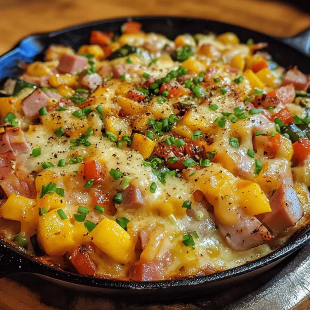 Cheesy Ham and Veggie Skillet
