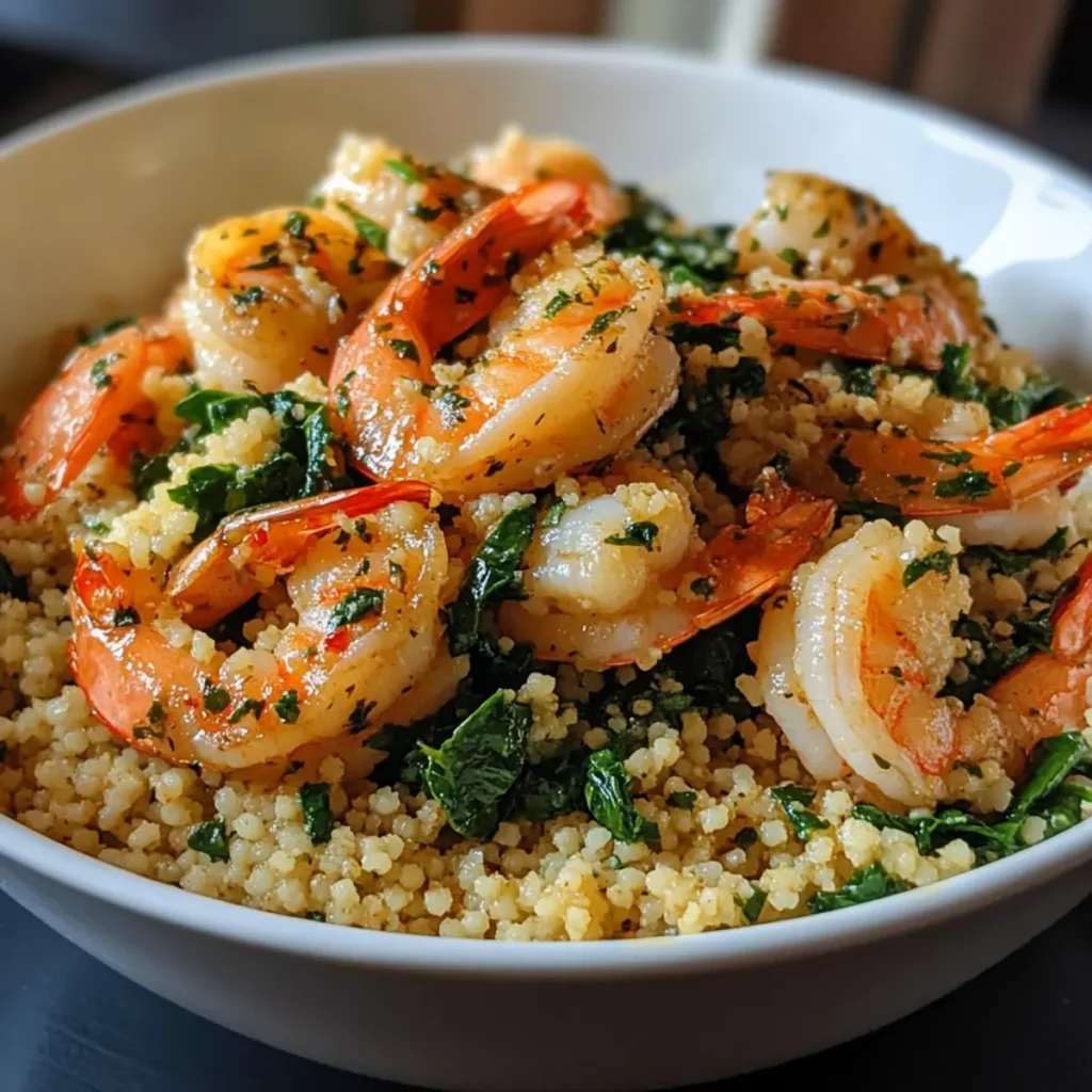 Simple Shrimp Spinach Couscous